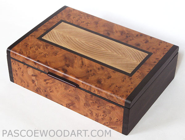 Decorative wood keepsake box - handmade amboyna burl and ebony keepsake box
