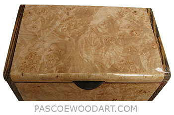 Handmade wood box - Decorative wood keepsake box made of maple burl with bocote ends