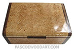 Handmade wooid box - Decorative wood keepsake box made of maple burl with Brazilian kingwood ends