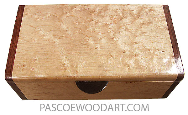 Handmade wood box - Decorative wood keepsake box made of birds eye maple with Honduras rosewood ends