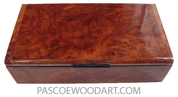 Handmade wood box - Decorative wood keepsake box made of camphor burl laminated over African mahogany