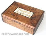 Decorative wood keepsake box - Anboyna burl handmade box with cocoboco ends, bleached spalted maple inlaid top
