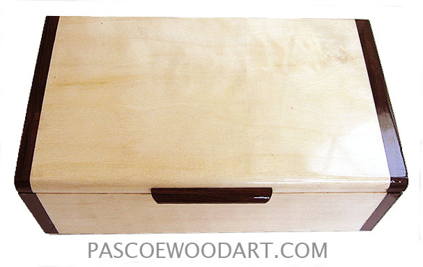 Handmade wood box - Decorative wood keepsake box made of aspen with Brazilian rosewood ends