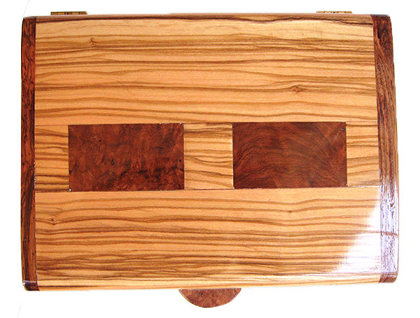 Italian olive box top with amboyna burl inlay - Handmade wood keepsake box