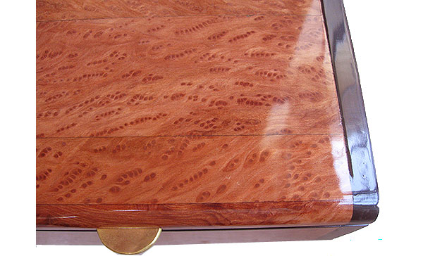 Redwood burl box top close up - Handmade wood box