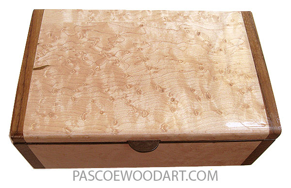 Handmade wood box - Decorative wood keepsake box made of bird's eye maple with shedua ends