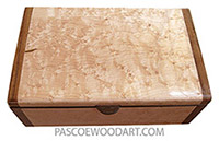Handmade wood box - Decorative wood keepsake box made of bird's eye maple wi shedua ends