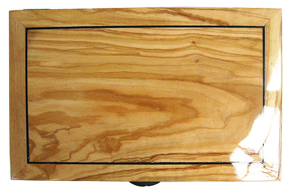 Olive box top with ebony stringing - Handmade decorative wood keepsake box