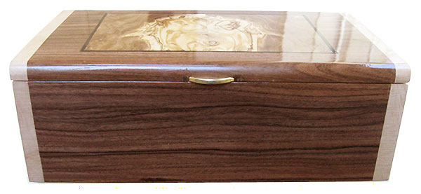 Santos rosewood box front - Handcrafted wood keepsake box