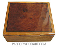 Handmade wood box - Keepsake box made of figured olive with camphor burl top
