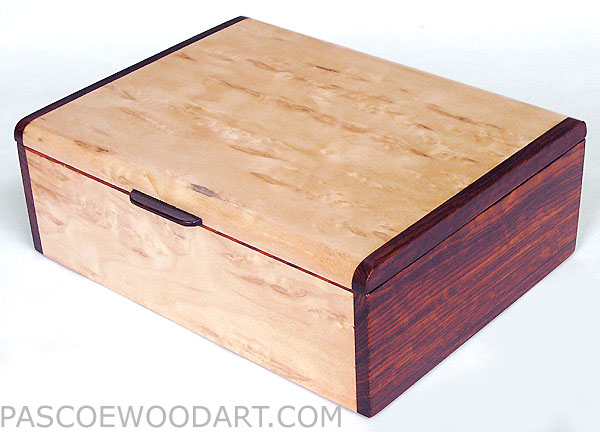 Decorative wood keepsake box - Karelian birch burl handmade wood box with cocobolo ends