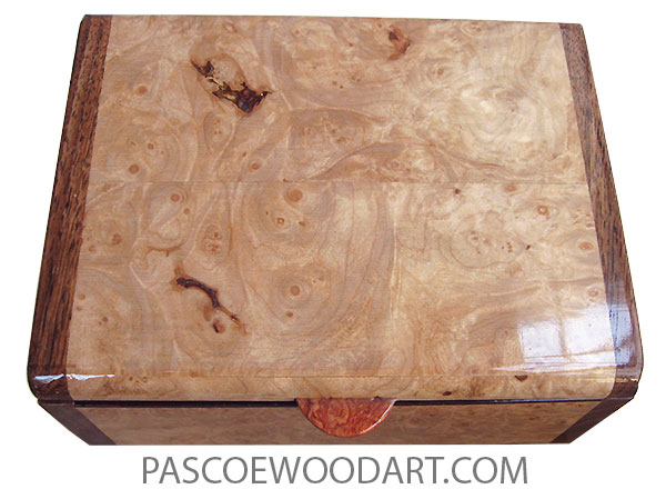 Handmade wood box - Decorative wood keepsake box made of maple burl with Hawaiian koa ends