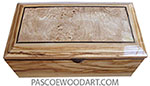 Handcrafted wood box - Wood keepsake box made of Mediterranean olive with spalted maple burl center top.