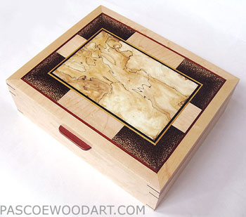 Decorative wood keepsake box - Handmade wood box - Bird's eye maple, bleached spalted maple, end grain black palm