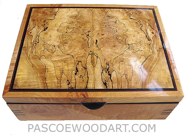 Handcrafted wood box - Decorative wood keepsake box made of solid caruly maple burl with spalted maple burl top