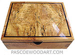Handcrafted wood box - Decorative wood keepsake box made of solid curly maple burl with spalted maple burl framed top