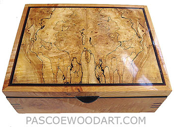 Handcrafted wood box - Decorative wood keepsake box made of solid curly maple burl with spalted maple burl framed top