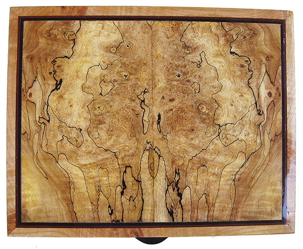 Spalted maple burl box top - Handcrafted decorative wood keepsake box