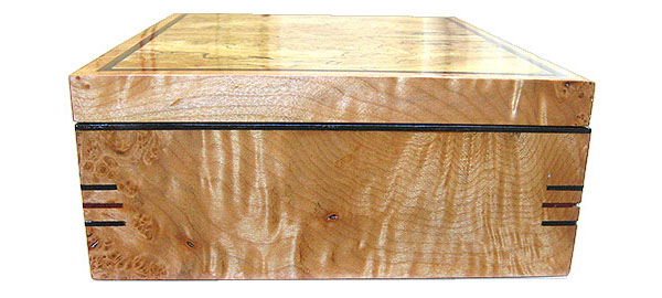 Curly maple burl box side - Handcrafted decorative wood keepsake box