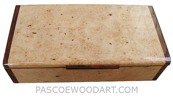 Handmade wood box - Decorative wood keepsake box made of maple burl with Honduras rosewood ends