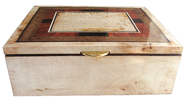 Burley maple box front - Handcrafted large wood decorarive keepsake box