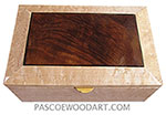 Handmade wood box - Decorative wood keepsake box made of birds eye maple with walnut center top