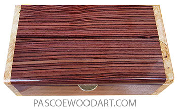 Handmade wood box - Decorative wood keepsake box made of Brazilian kingwood with maple burl ends
