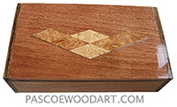 Handmade wood box - Decorative wood keepsake box made of mahogany wi bocote ends wi top wi maple burl diamond pattern