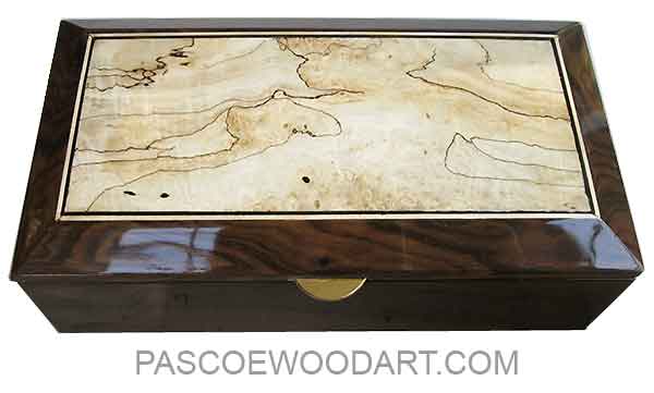 Handmade wood box - Decorative wood keepske box made of ziricote with spalted maple top