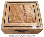 Handmade wood box - Keepsake box made of maple burl with Mediterranean olive center framed in maple burl top