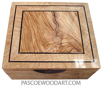Handmade wood box - Keepsake box made of maple burl with Mediterranean olive center framed in maple burl top
