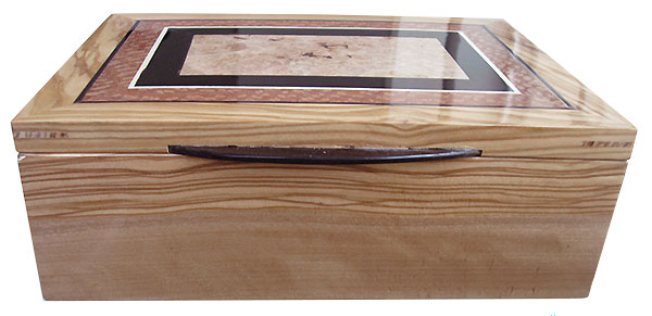 Mediterranean olive box front - Handmade wood keepsake box
