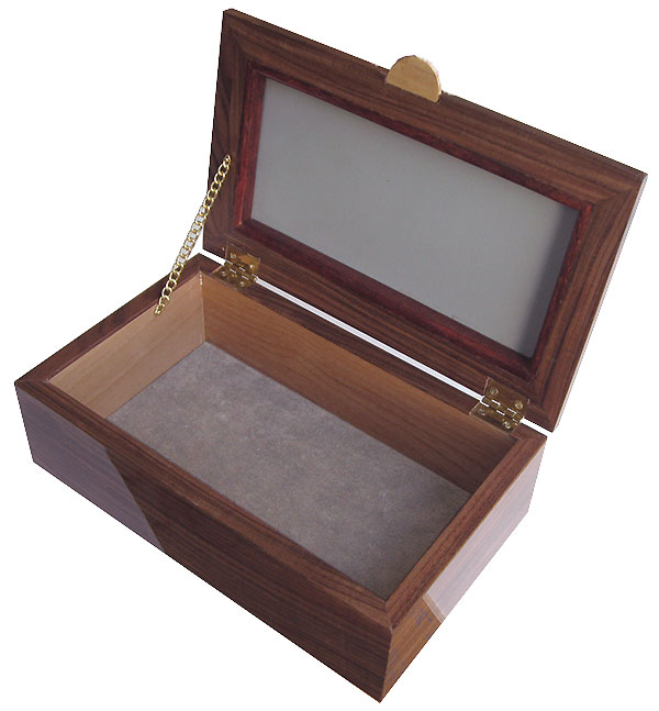 Handcrafted wood box  open view