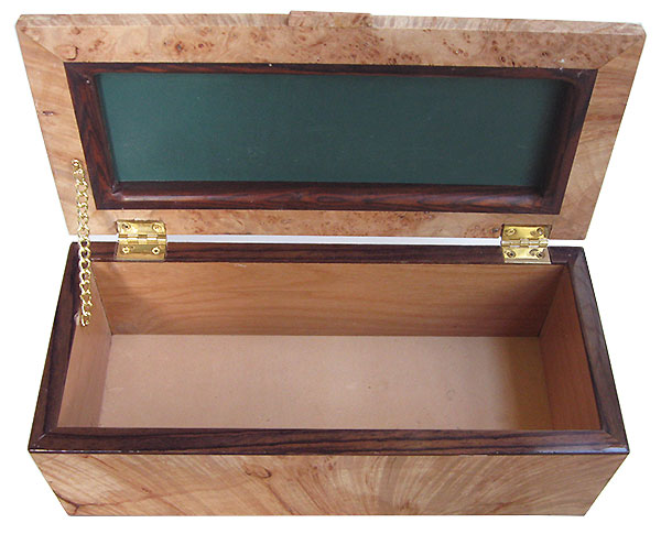 Handcrafted wood box - Keepsake box open view