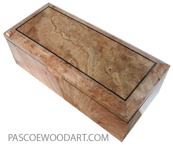 Handcrafted wood box - Keepsake box made of maple burl with spalted maple burl center beveled top