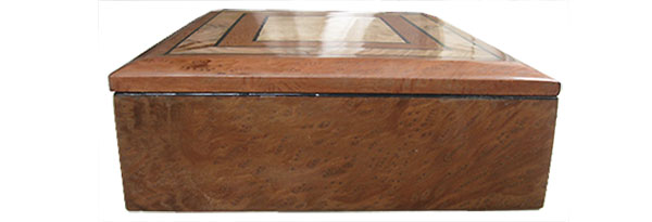 Bird's eye redwood burl box front - Handcrafted wood box