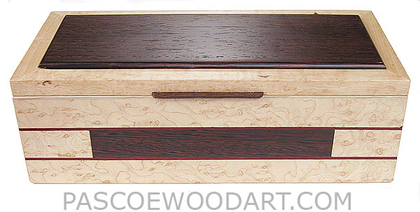 Handcrafted wood box - Decorative wood keepsake box made of birds eye maple with wenge accents