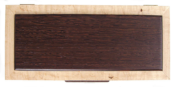 Wenge box top Handcrafted decorative wood keepsake box made of birds eye maple, wenge
