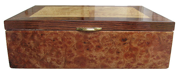 Camphor burl box front - handcrafted decorative wood  keepsake box