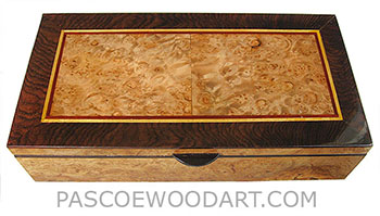 Handcrafted wood box-Decorative wood keepsake box made of maple burl, African blackwood