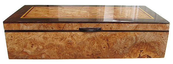 Maple burl box front - Handcrafted decorative wood keepsake box