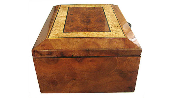 Camphor burl box end - Handcrafted decorative wood keepsake box