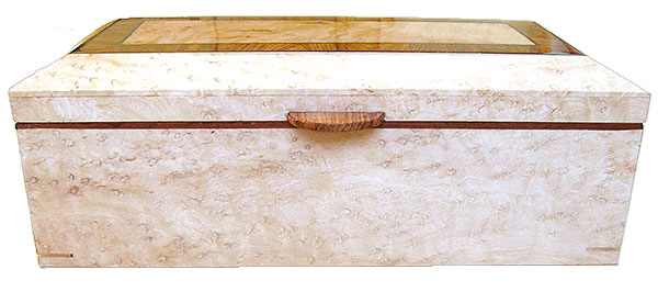 Birds eye maple box front - Handmade wood decorative wood keepsake box with sliding tray