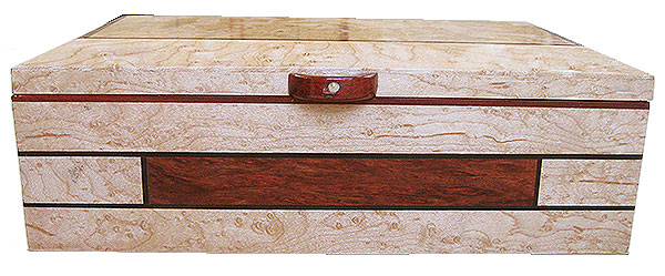 Birds eye maple with inlay of bloodwood and ebony box front - Handmade decorative wood keepsake box