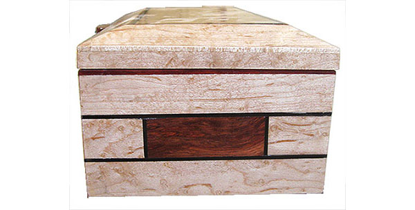 Birds eye maple with inlay of bloodwood and ebony box side - Handmade decorative wood keepsake box