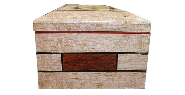 Birds eye maple with inlay of bloodwood and ebony box side - Handmade decorative wood keepsake box