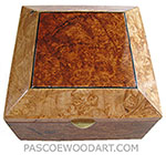 Handmade wood box - Decorative wood keepsake box made of maple burl with bevel top with amboyna burl center piece