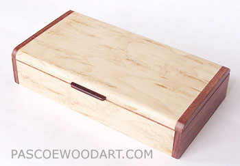 Wood keepsake box handmade of Karelian birch burl with bubinga ends