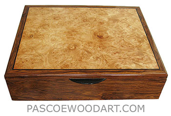 Handcrafted men's box - Men's valet box, keepsake box made of Honduras Rosewood, bleached maple burl