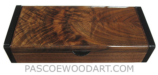 Handmade wood men's small box - Decorative wood box made of crotch walnut, ebony